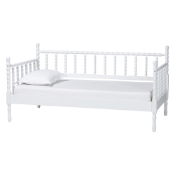 Baxton Studio Laurent Daybed - Spindle Platform Bed Frame with Bamboo-Style Turned Posts, Classic Cottage Farmhouse Furniture, Twin, White